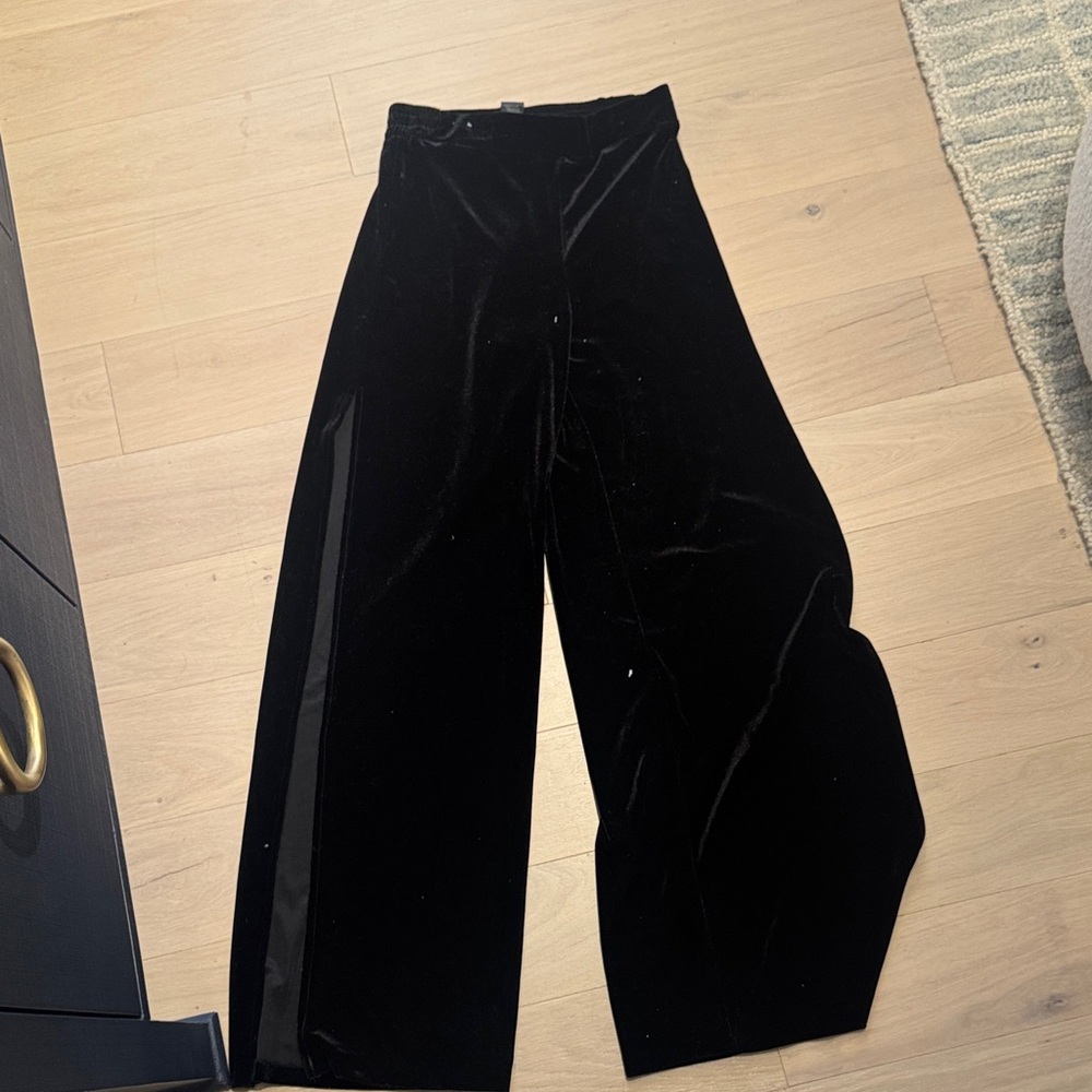 Aqua Black Velvet Track Pants